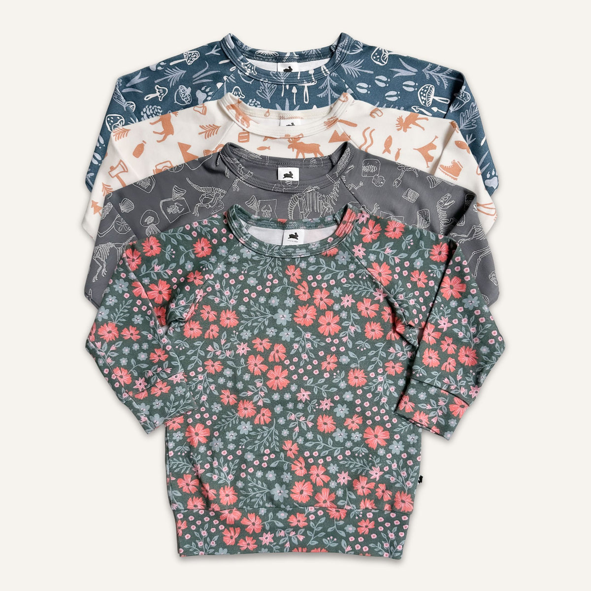 Kids Bamboo Raglan Pullover | Prints