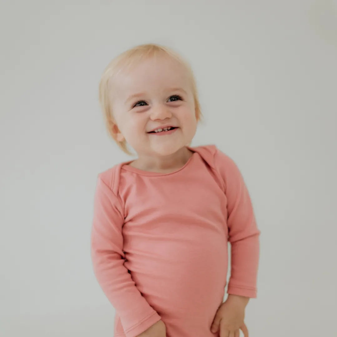 Baby Long-Sleeve Bamboo Onesie | Solid Colours